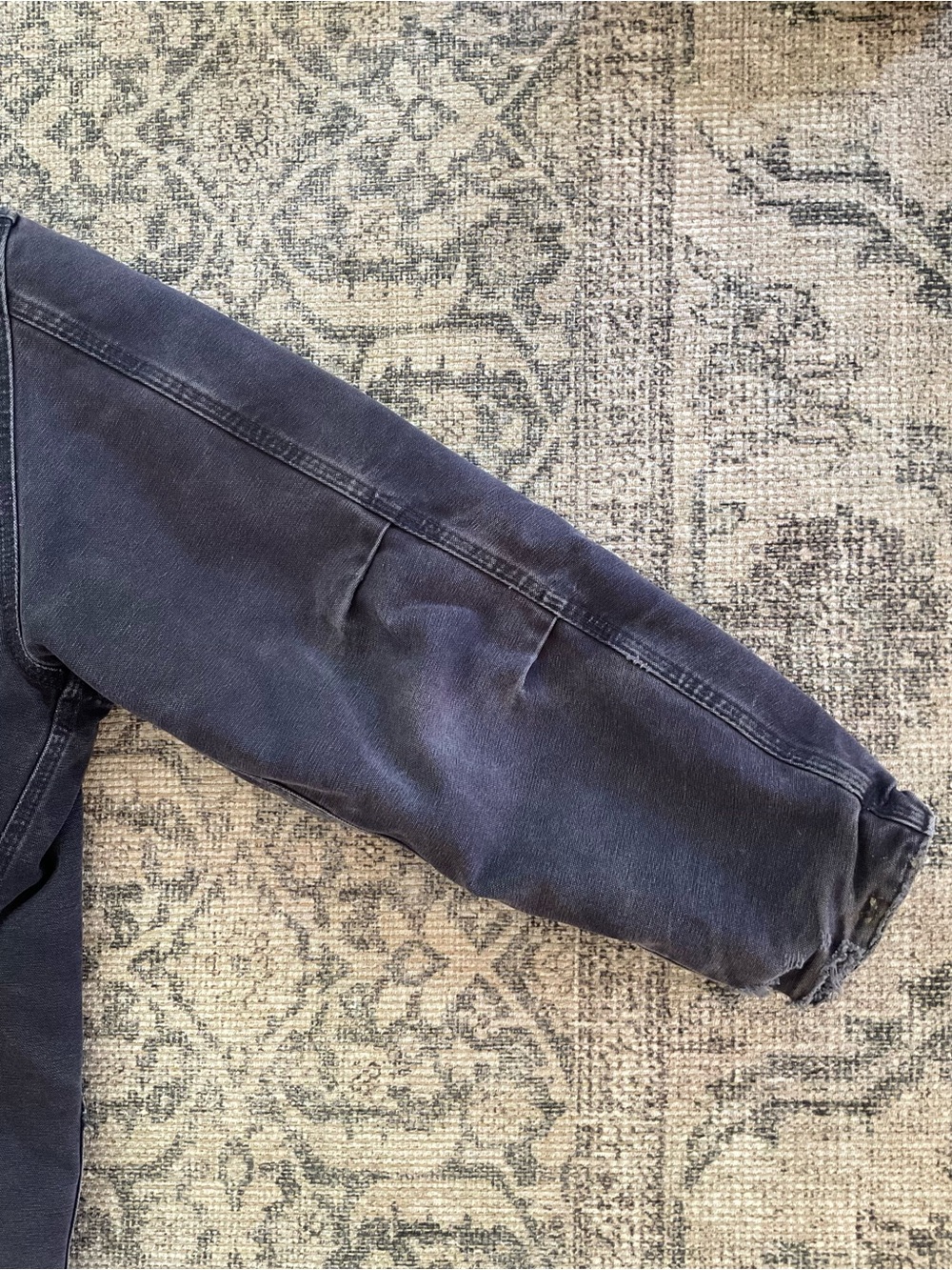 Vintage Carhartt Distressed Chore Jacket Navy Blue Mens Size L C26 MDT - Picture 12 of 16